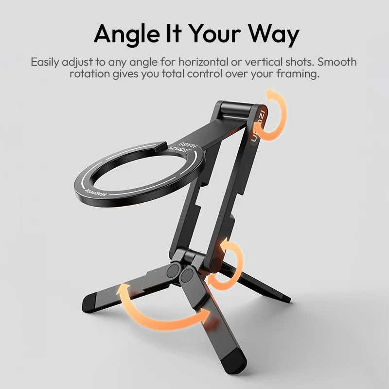 “Magnetic Phone Tripod Stand – Foldable, Ultra-Slim, Aluminum | Orska”